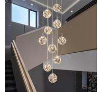 ZYGPH Lustre LED 10 Boules de Verre, Suspension Minimaliste pour escalier et Salon, plafonniers créatifs à Suspension Longue pour Villa et Cages d'escalier, Moderne