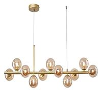 ZYGPH Lustre Moderne en Forme de Globe, Lustre linéaire, Suspension moléculaire à ADN, Lustre du Milieu du siècle à 11 lumières pour Salon, Salle à Manger, Ferme - Gris fumé (Ambre)