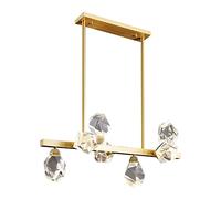 ZYGPH Lustre Moderne Nordique Tout en cuivre et Cristal, Suspension LED créative en Cristal moléculaire, luminaire de Plafond postmoderne pour îlot de Cuisine, Chambre à Coucher, Salon, Restaurant