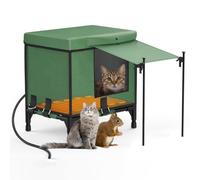 ZYGPH Niche chauffée d'extérieur pour Chats, idéale pour l'hiver, abri isolé et imperméable avec Coussin Chauffant et Base surélevée pour Chats errants (S 40x30CM)