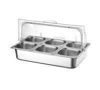 ZYGPH Station de Garniture pour Pizza, Distributeur d'épices en Acier Inoxydable, Buffet à Salade avec glacières et contenants pour sauces et Garde-Manger (G)