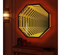ZYGPH Tunnel Lumineux Miroir, Miroir octogonal 3D Infini, Lampe visuelle à Changement de Couleur RVB, pour Noël, fête, Salon (30 cm/11,8 po)
