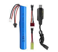 ZYGY 1PCS 7.4V 10C 3000mAh Prise SM-2P Batterie et câble de Recharge USB pour MP5K M4 M110 SRB 1200 SRB 400 SRB 400-SUB Pistolet à air-gélules Jouet Pistolet à Distance Batterie de Voiture Jouet