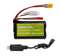 ZYGY 1PCS7.4V 5000mah 2S Batterie Li-ION avec fiche JST et fiche XT30 &1PCS Ligne de Charge USB pour TX16S TX18S RC4GS RC6GS TX12 Transmetteur à Distance Voiture Camion Véhicule du Génie