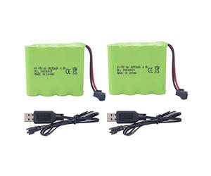 ZYGY 2PCS 4.8V 2800mah AA Batterie Rechargeable &SM-2P Plug avec câble de Chargement USB pour SY-E511 RC excavatrice Voiture Camion d'ingénierie E562 TD141 RC Voiture Jouet