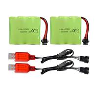 ZYGY 2PCS 7.4V 1000mah SM-4P Plug Batterie Rechargeable avec câble de Charge USB pour DE36W DE65 NO.1809 RC Voiture Jouet Modèle Hors Route Voiture Escalade Drift Racing Batterie