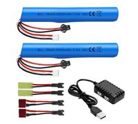ZYGY 2PCS 7.4V 10C 3000mAh Batterie SM-2P & 2 en 1 Chargeur et 4 Lignes de Conversion MP5K M4 M110 SRB1200 SRB400 SRB400-SUB Jouet Pistolet à Distance Batterie