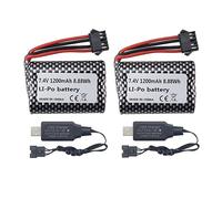 ZYGY 2PCS 7.4V 1200mah Batterie Li & câble de Chargement USB pour R206 R208 R308 TX122 TX123 H106 2008 V003 Batteries pour Bateaux Télécommande avec fiches SM-5P(2PCS)