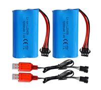 ZYGY 2PCS 7.4V 1200mah SM-4P Plug Batterie Rechargeable & câble de Chargement USB pour EC08 RC Batterie pour Voiture Jouet Modèle Hors Route Voiture Escalade Drifting Racing RC Bateau