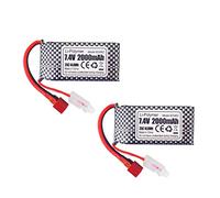 ZYGY 2PCS 7.4V 2000mAh T-Type Plug Lithium Batterie pour 9203E 9204E 9205E 9206E 2995 YC300 HB101 HM101 25-DJ02 9125 S920 S921 WLtoys RC Voiture Télécommande Bateau Drone