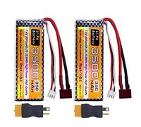 ZYGY 2PCS 7.4V 35C 3500mah T- Plug XT60 fiche Batteries pour WLTYOS 104001 104002 144010 144001 124018 124019 MJX 14301 14302 14210 14209 H16PL RC 4WD Buggy RC Jouet Batterie de Voiture