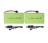 ZYGY 2PCS 9.6V 2800mah AA Batterie Rechargeable avec SM-2P Plug avec câble de Chargement USB pour Voitures RC Camions Chars Véhicules d'Ingénierie Bateaux Jouets électriques Batteries Rechargeables