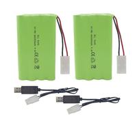 ZYGY 2PCS 9.6V 2800mah AA Batteries Rechargeables avec Prise Tamiya et câble de Chargement USB pour Voitures-Jouets RC Camions Chars Véhicules d'ingénierie Bateaux