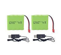 ZYGY 2PCS AA 4.8V 2800mAh Batterie & Prise JST - 2P avec Câble de Charge USB pour Télécommande Jouet électrique Excavatrice Voiture Camion Construction Véhicule