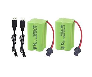 ZYGY 2PCS AA 4.8V 2800mah SM-2P Plug Batterie Rechargeable & Ligne de Charge USB pour Jouets électriques Robot RC Boat 1/28 Stunt RC Voiture C128 1/28 NB2801 NB2802 NB2803 Voiture