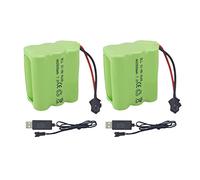 ZYGY 2PCS AA 7.2V 2800mAh Batterie fiche SM - 2P &2PCS Câble de Charge USB pour Jouet Tank Engineering Department Plat Semi - remorque Camion RC Télécommande Voiture Nimh Batterie Haute Capacité