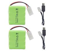 ZYGY 2PCS AA 9.6V 2800mAh Batterie avec Tamiya Plug avec câble de Charge USB pour Jouet Tank Engineering Department Camion Semi - remorque à Plat RC télécommande Voiture Nimh Batterie Haute capacité