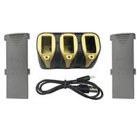 ZYGY 3PCS 3.7V 800mAh Batterie au Lithium avec 1PCS 3en1 Balance Chargeur pour Photographie Aérienne YD XT-1 X Pack-1 X Pack-8 HD Pliage de Pièces de Rechange Télécommandées - Gris