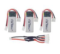 ZYGY 3PCS 7.4V 300mAh Batterie au Lithium avec câble de Conversion 1 pièces 3 en 1 pour WLToys F959 XK DHC-2 A600 A700 A800 A430 pièces de Rechange de Planeur RC