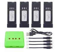 ZYGY 4PCS 3.7V 500mAh Batterie au Lithium + 1PCS 4in1 Chargeur pour E58 JY019 S168 Faltbar RC Drone