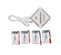 ZYGY 4PCS 3.7V 750mah Lithium Battery & 1PCS 4 en 1 Balance Chargeur pour MJX X400 X400W X800 X300C Sky Viper S670 V950HD V950str s1750 V2450 HS110 HS200 HS200W HS110W Drone aérien Quadricoptère