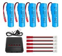 ZYGY 5PCS 3.7V 1200mAh Batterie Lithium &1PCS 5 en 1 Chargeur pour HJ819 DE819 Huina 1337 1338 1516 Contrôle à Distance de la Batterie de la Voiture de Jouet