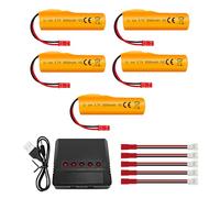 ZYGY 5PCS 3.7V 3000mAh Batterie Li avec Prise JST et Chargeur 5 en 1 pour HJ819 DE819 Bateau RC Huina 1337 1338 1516 1517 1552 1554 1558 RC Véhicule d'ingénierie Voiture de Drift Camions