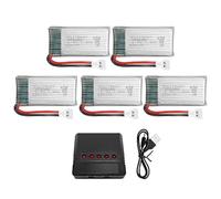 ZYGY 5pcs 3.7V 380mah 25C batterie au lithium & 5en1 Chargeur pour E016H E016F Hubsan X4 H107 H107C H107L Syma X11 X11C HS170 HS170C F180C HS170G TOZO Q2020 FX801 V911S A120 XK A150 V966 Drones