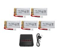 ZYGY 5PCS 3.7V 500mAh 25C Battery & 5en1 Chargeur pour H31 H37 H6D Hubsan X4 FPV H107C H107D H107L H107P H108 JXD392 JXD388 JXD385 UDI U816A SYMA X5C X5SW HS180 HS180 HS170 TR-C385 TR-P51 TR-F22