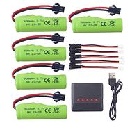 ZYGY 5PCS 3.7V 500mah Batterie & Chargeur 5 en1 pour DE35 DE38 DE40 DE50 TB202 TB201 TM201 TM202 TC141 DE44 DE55 TS201 TD202 TD161 DE84 S767 SL-356A 1220A Double Face Tumbling Stunt RC Voiture