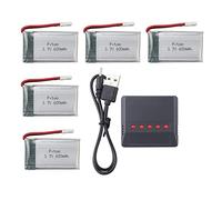 ZYGY 5PCS 3.7V 600mAh Batteries de Lithium + 1PCS Chargeur de 5en1 pour E32HW MJX X708 X708W UDI U45 U45W U42 U42W SYMA X5C X5SW X5SC S5 S5C S5W SS40 FQ36 T32 T5W H42 CW4 RC Quadcopter Drone