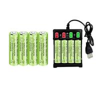 ZYGY 8pcs 1.2V 1800mAh Ni-MH AA Batteries & Chargeur USB pour Microphone sans Fil, Jouets électriques, Souris RC, Calculatrice, Rasoir, Clavier, Appareils ménagers, Lampes solaires