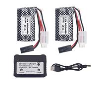 ZYGY Accessoires 2PCS 7.4V 800mAh 5500-2P Plug Batterie au Lithium et Chargeur 2 en 1 pour 9130 9135 9136 9137 9138 9145 RC Toy Car RC 4WD High Speed Off-Road RC Car