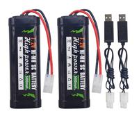 ZYGY2PCS 7.2V 5000mAh Batterie NiMH prise Kate-2P avec câble de charge USB Télécommande jouet réservoir de course voiture de course Télécommande camion haute puissance Batterie de connecteur Tianamiya