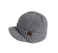 ZYHARUKO Bonnet d'équitation chaud texturé avec bord pliable respirant en tricot idéal pour la mode et les aventures en plein air Bonnet d'hiver en polyester, gris, Taille unique