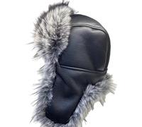 ZYHARUKO Bonnet d'hiver chaud en fausse fourrure pour femme et fille en cuir synthétique avec rabat d'oreille pour activités de plein air pour l'escalade en montagne, Noir , taille unique