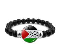 ZYHARUKO Bracelets en cuir avec drapeau de la Palestine - Perles tissées multicouches - Pour homme et femme - Bijoux de mode - Œuvre d'art unique, taille unique, Comme décrit