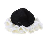 ZYHARUKO Chapeau cloche à bord à volants pour garder au chaud - Chapeau de pêcheur pour fille - Pour le ski, le cyclisme - Chapeau cloche en crochet pour femme, Chapeau noir avec blanc, Taille unique