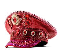 ZYHARUKO Chapeau de capitaine de mariée avec strass pour femme - Chapeau de mariée à paillettes étincelantes - Accessoires photo au design unique