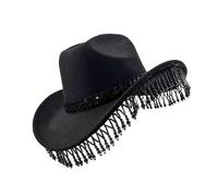 ZYHARUKO Chapeau de cowgirls de théâtre, perles, franges, pampilles, détails avec bandana, écharpe, lunettes de soleil pour spectacles, fêtes à thème, accessoires de jeu de rôle