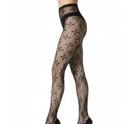 ZYHARUKO Collants noirs en résille pour femme avec motifs de feuilles et strass brillants pour fêtes