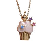 ZYHARUKO Collier unique à breloques en forme de crème glacée - Chaîne en cuivre - Longueur réglable - Pour un usage quotidien et les fêtes - Hypoallergénique, taille unique, Comme décrit, Comme décrit