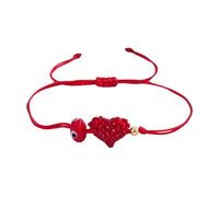 ZYHARUKO Corde rouge avec perles bleues contre le mauvais œil tissé à la main en forme de cœur Chaîne à main réglable Unisexe Accessoire spirituel tressé à la main Corde rouge, taille unique, Comme