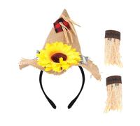 ZYHARUKO Costume d'épouvantail réglable pour adulte en toile de jute, chapeau et paille, accessoires pour fêtes sur le thème d'Halloween, ensemble complet d'épouvantail pour adultes