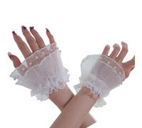 ZYHARUKO Couvre-poignets élastiques confortables avec broderies florales et perles décoratives pour femmes accessoires de photographie multi-usage tendance, blanc, taille unique