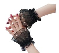 ZYHARUKO Couvre-poignets élastiques confortables avec broderies florales et perles décoratives pour femmes accessoires de photographie multi-usage tendance, Noir , taille unique