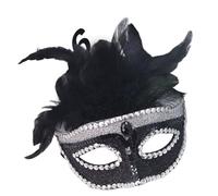 ZYHARUKO Couvre-visage élégant à plumes pour les fêtes d'Halloween - Réutilisable - Pour jeux de rôle - Gothique - Halloween