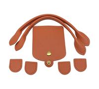 ZYHARUKO Diys Ensemble de sacs à tricoter en cuir PU avec poignées, boutons pression, rabat, accessoires pour la fabrication de sacs à bandoulière, marron, One Size