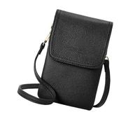 ZYHARUKO Étui à cartes moderne en cuir PU minceur sac bandoulière résistant à l'usure organisateur de poche sac à main à bandoulière pour affaires décontracté éthique mode téléphone portefeuille, Noir