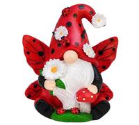 ZYHARUKO Figurine de nain de coccinelle en résine colorée avec petite fleur champignon ornement pour jardin